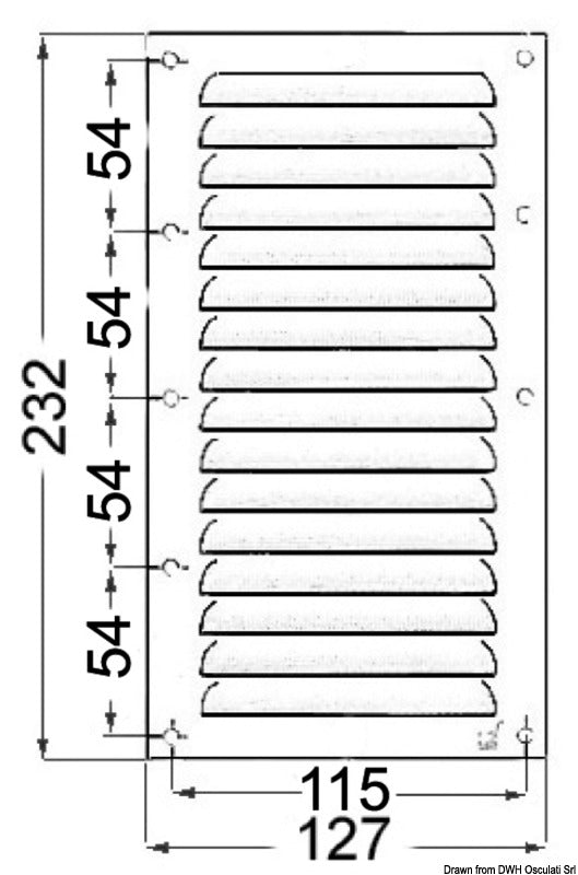 GRIGLIA AREAZIONE INOX 232X127 MM