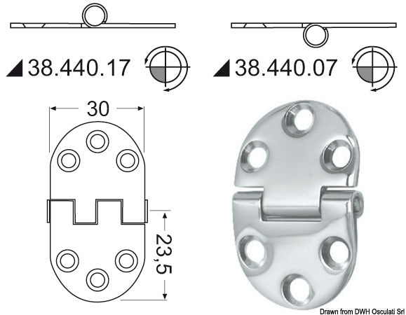 CERNIERA INOX 47X30 MM ROVESCIATA