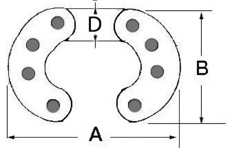 Falsa maglia inox 8 perni 6 mm