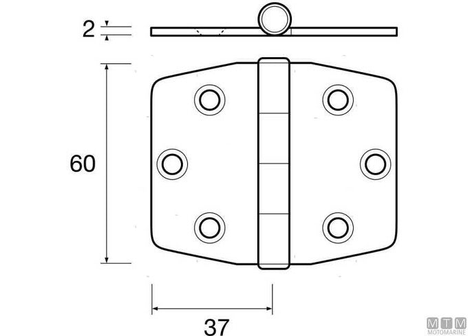 CERNIERA BISCOTTO SQ/M 60 X 37 X 2 PERNO SUPERIORE