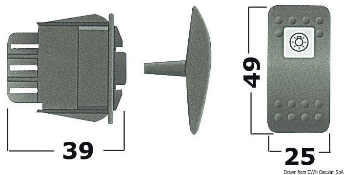 INTERRUTTORE IP56 CARLING SWITCH CONTURA II
(ON) OFF
DOPPIA ILLUMINAZIONE
CON BASCCULA