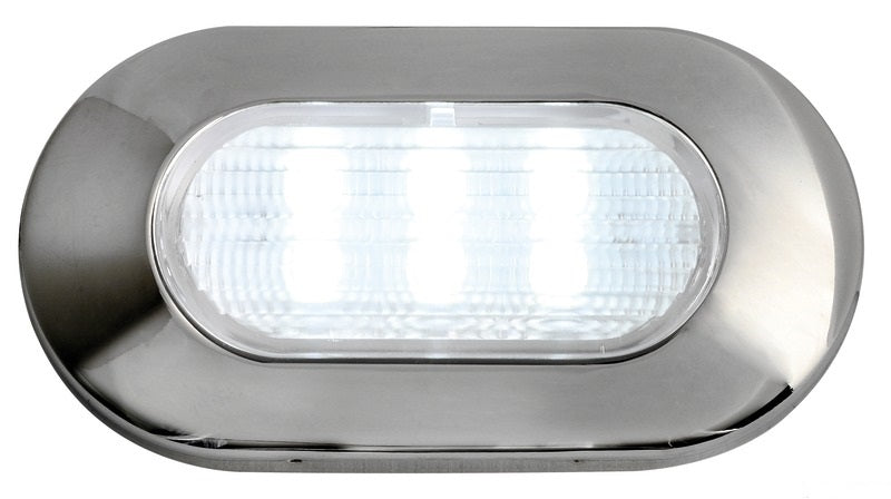Luce di cortesia ovale
6 Led blu IP67
IP67 flush mount